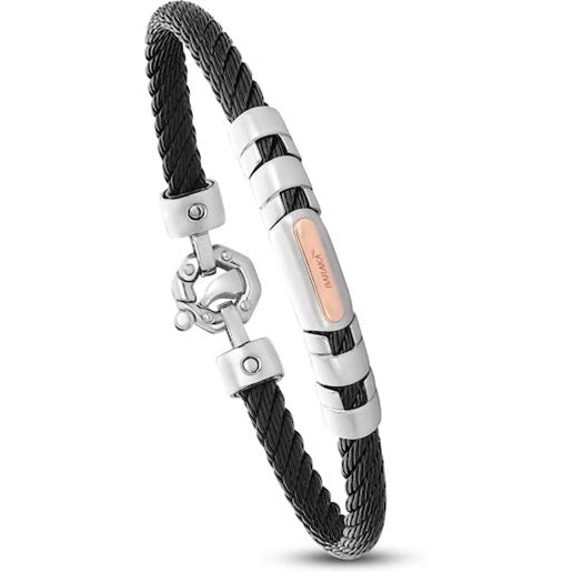 Jared The Galleria Of Jewelry Baraka Men's Cord Bracelet With Diamond Accent Stainless Steel